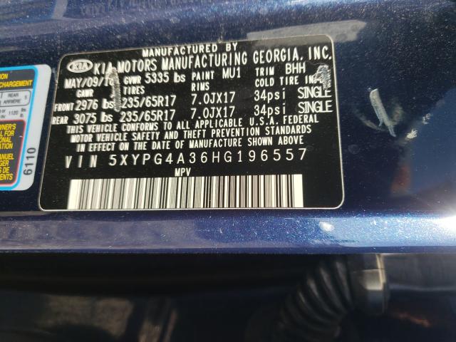 Photo 9 VIN: 5XYPG4A36HG196557 - KIA SORENTO LX 