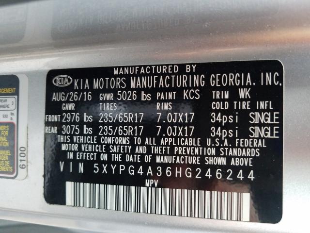 Photo 9 VIN: 5XYPG4A36HG246244 - KIA SORENTO LX 