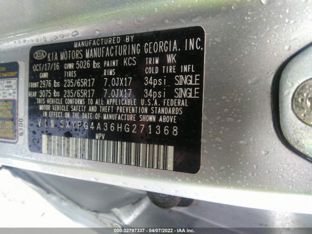 Photo 8 VIN: 5XYPG4A36HG271368 - KIA SORENTO 