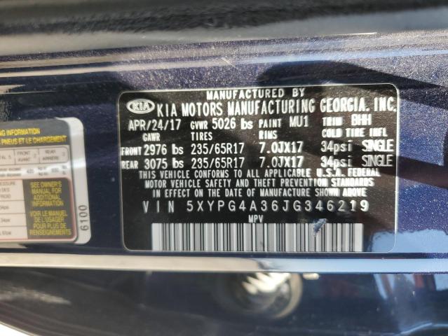 Photo 13 VIN: 5XYPG4A36JG346219 - KIA SORENTO LX 