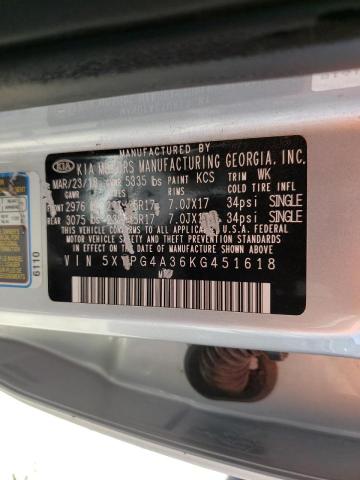 Photo 13 VIN: 5XYPG4A36KG451618 - KIA SORENTO L 