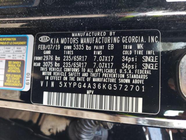 Photo 12 VIN: 5XYPG4A36KG572701 - KIA SORENTO L 