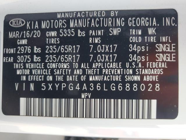 Photo 13 VIN: 5XYPG4A36LG688028 - KIA SORENTO L 