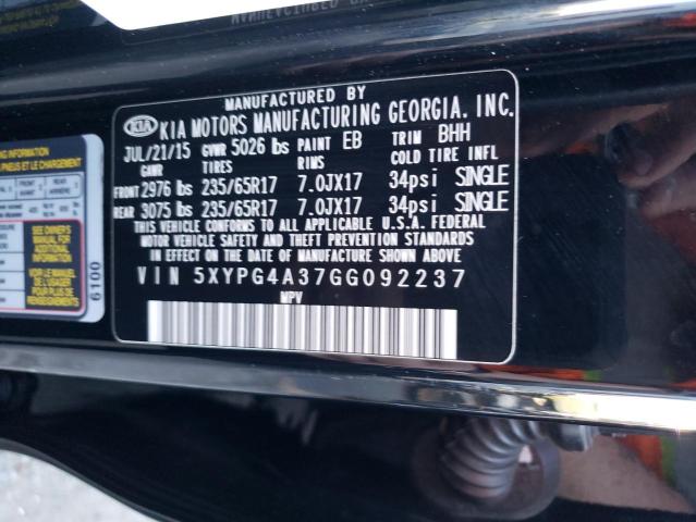 Photo 9 VIN: 5XYPG4A37GG092237 - KIA SORENTO LX 