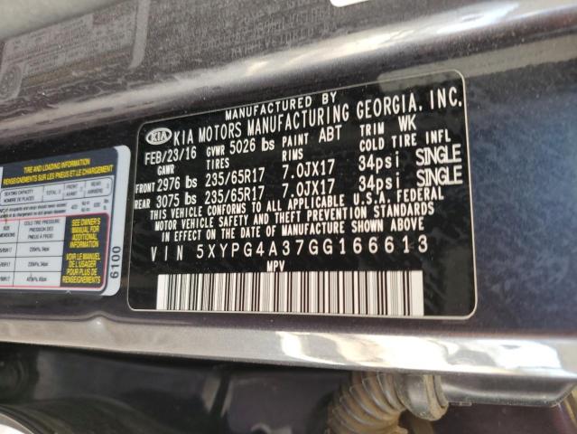 Photo 12 VIN: 5XYPG4A37GG166613 - KIA SORENTO 