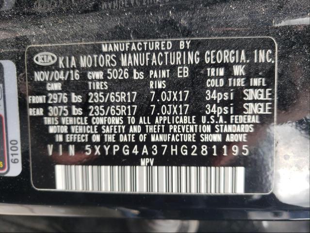 Photo 9 VIN: 5XYPG4A37HG281195 - KIA SORENTO LX 