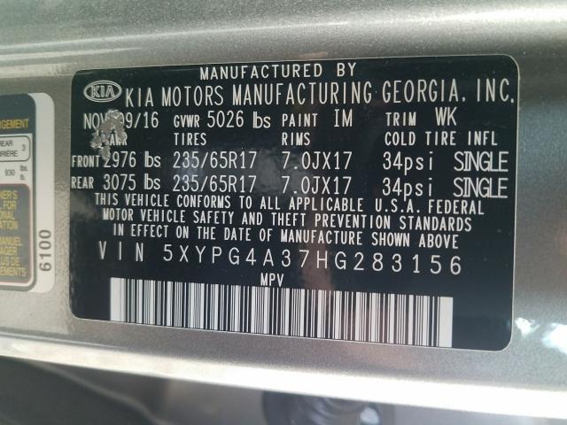 Photo 9 VIN: 5XYPG4A37HG283156 - KIA SORENTO LX 