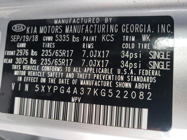 Photo 9 VIN: 5XYPG4A37KG522082 - KIA SORENTO L 