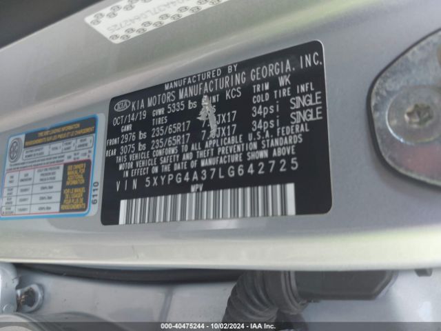 Photo 8 VIN: 5XYPG4A37LG642725 - KIA SORENTO 