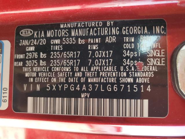 Photo 12 VIN: 5XYPG4A37LG671514 - KIA SORENTO 