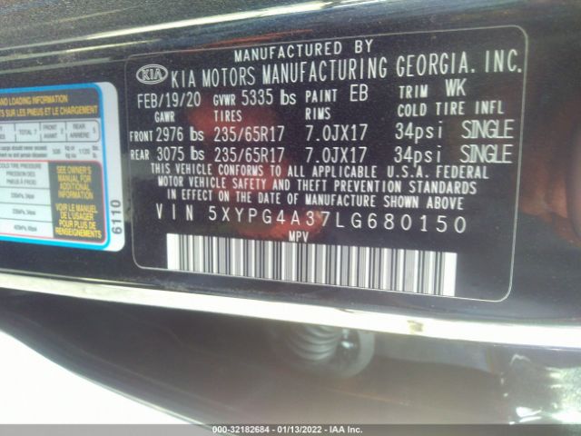 Photo 8 VIN: 5XYPG4A37LG680150 - KIA SORENTO 