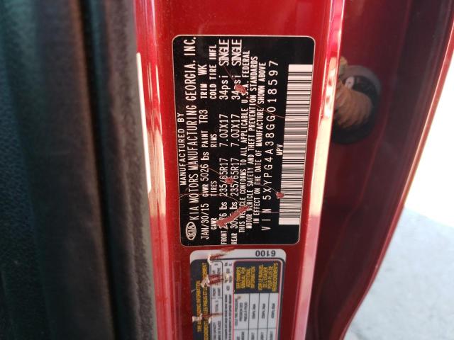 Photo 12 VIN: 5XYPG4A38GG018597 - KIA SORENTO 