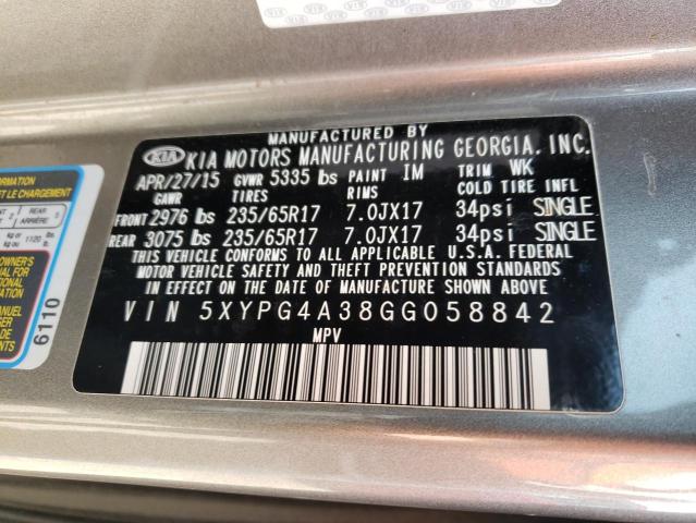 Photo 12 VIN: 5XYPG4A38GG058842 - KIA SORENTO 