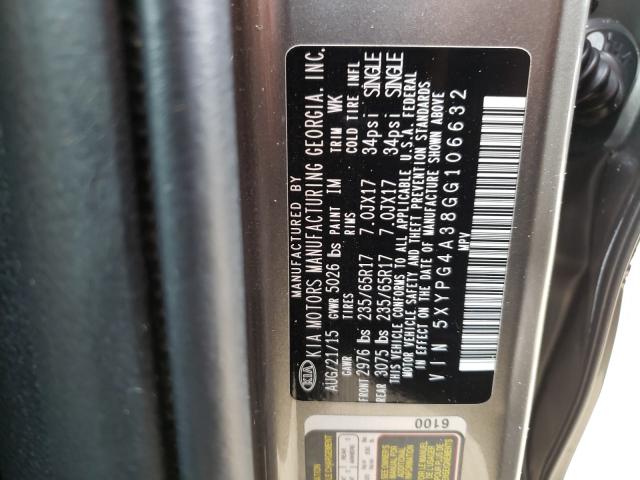 Photo 9 VIN: 5XYPG4A38GG106632 - KIA SORENTO LX 