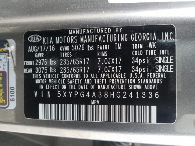 Photo 9 VIN: 5XYPG4A38HG241336 - KIA SORENTO LX 