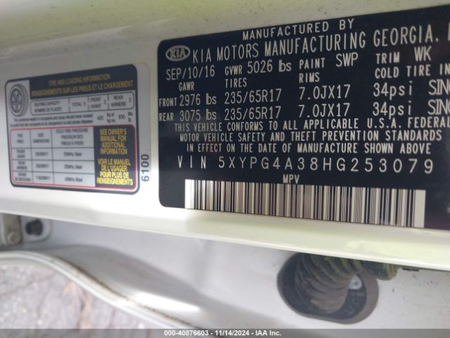 Photo 8 VIN: 5XYPG4A38HG253079 - KIA SORENTO 