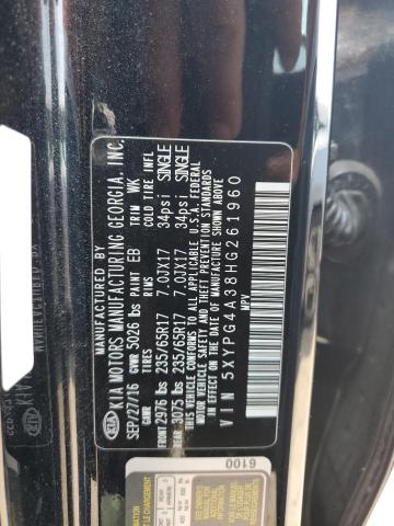 Photo 11 VIN: 5XYPG4A38HG261960 - KIA SORENTO LX 