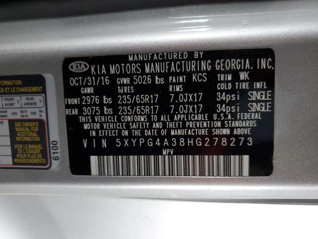 Photo 12 VIN: 5XYPG4A38HG278273 - KIA SORENTO LX 