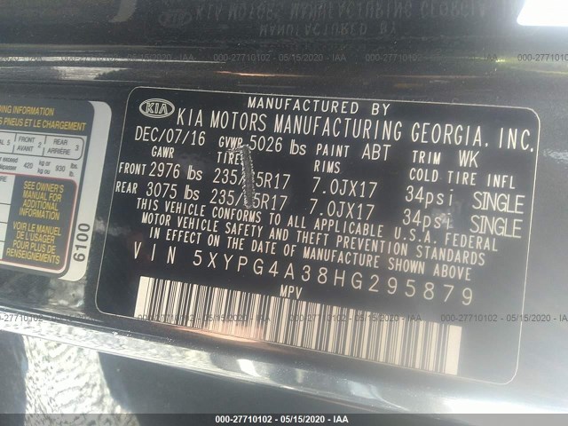 Photo 8 VIN: 5XYPG4A38HG295879 - KIA SORENTO 