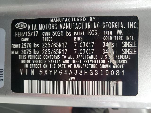 Photo 12 VIN: 5XYPG4A38HG319081 - KIA SORENTO LX 