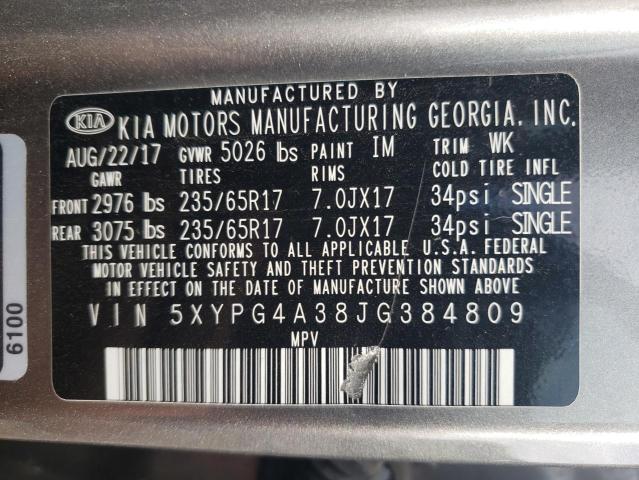 Photo 12 VIN: 5XYPG4A38JG384809 - KIA SORENTO LX 