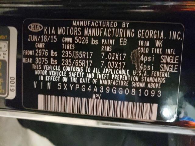 Photo 9 VIN: 5XYPG4A39GG081093 - KIA SORENTO LX 