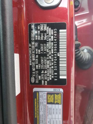 Photo 12 VIN: 5XYPG4A39GG147495 - KIA SORENTO 