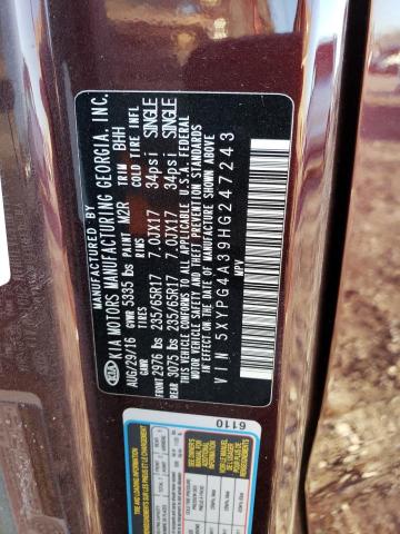 Photo 11 VIN: 5XYPG4A39HG247243 - KIA SORENTO LX 