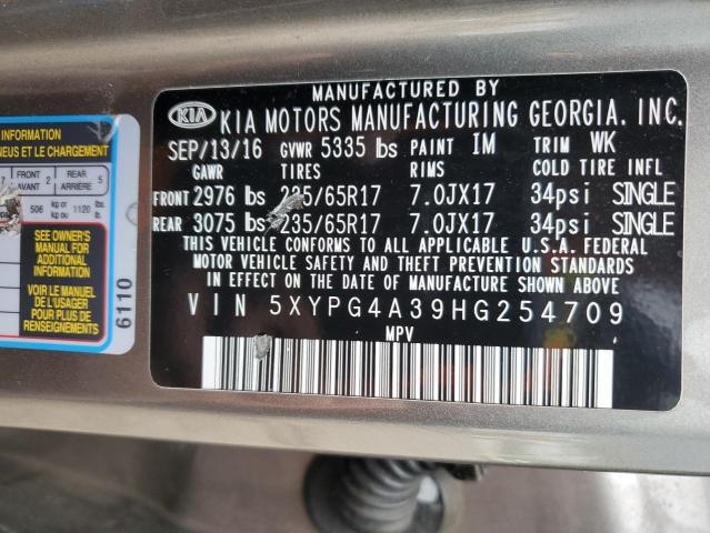 Photo 12 VIN: 5XYPG4A39HG254709 - KIA SORENTO 