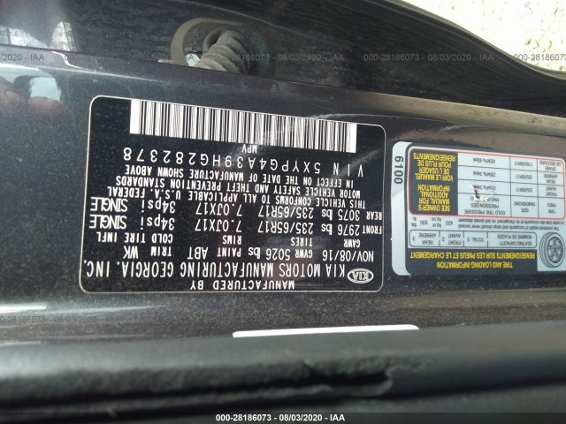 Photo 8 VIN: 5XYPG4A39HG282378 - KIA SORENTO 