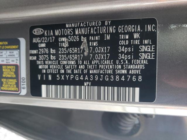 Photo 11 VIN: 5XYPG4A39JG384768 - KIA SORENTO LX 