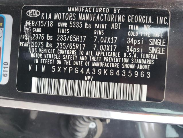 Photo 11 VIN: 5XYPG4A39KG435963 - KIA SORENTO L 