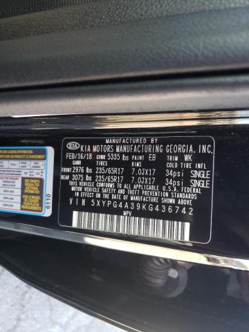 Photo 9 VIN: 5XYPG4A39KG436742 - KIA SORENTO L 