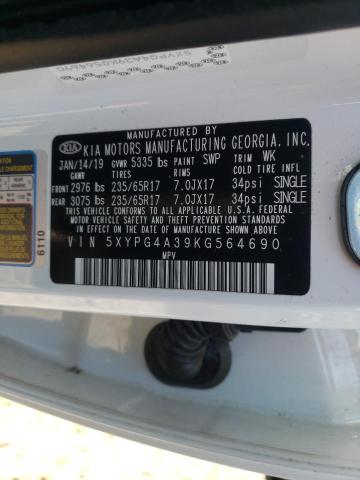 Photo 9 VIN: 5XYPG4A39KG564690 - KIA SORENTO L 