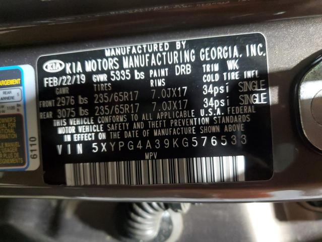 Photo 12 VIN: 5XYPG4A39KG576533 - KIA SORENTO L 