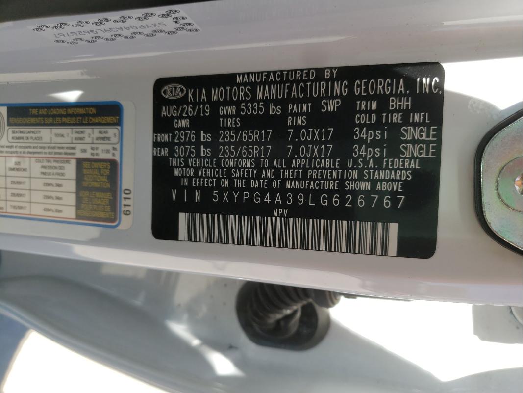 Photo 9 VIN: 5XYPG4A39LG626767 - KIA SORENTO L 