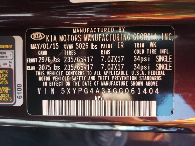 Photo 9 VIN: 5XYPG4A3XGG061404 - KIA SORENTO LX 