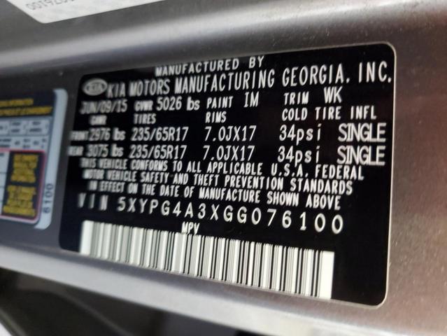 Photo 12 VIN: 5XYPG4A3XGG076100 - KIA SORENTO 