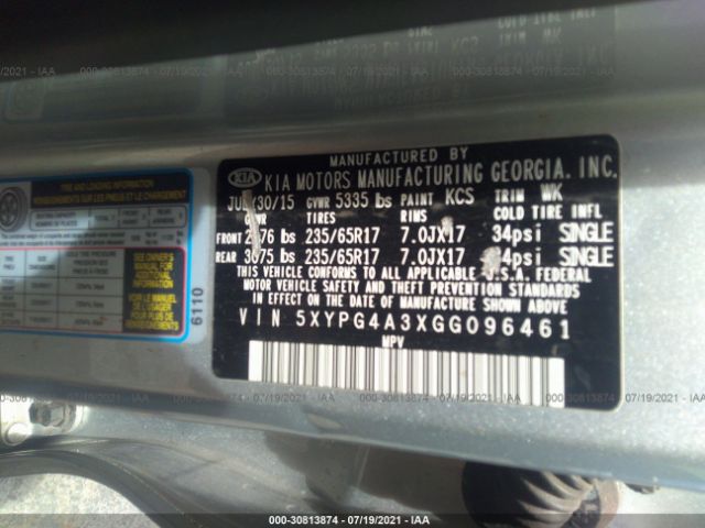 Photo 8 VIN: 5XYPG4A3XGG096461 - KIA SORENTO 