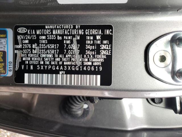 Photo 9 VIN: 5XYPG4A3XGG140619 - KIA SORENTO 