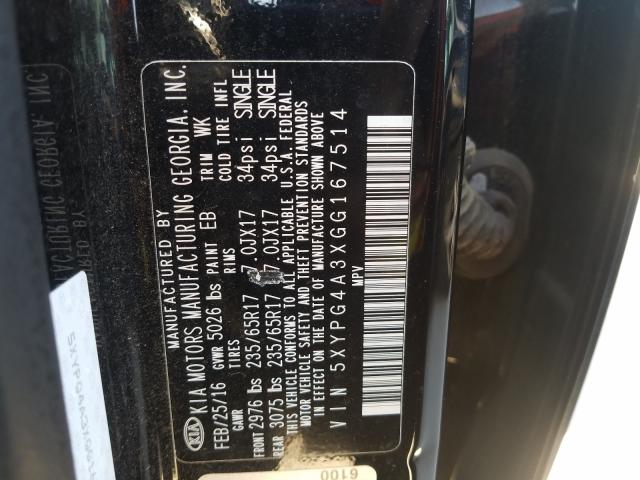 Photo 9 VIN: 5XYPG4A3XGG167514 - KIA SORENTO LX 