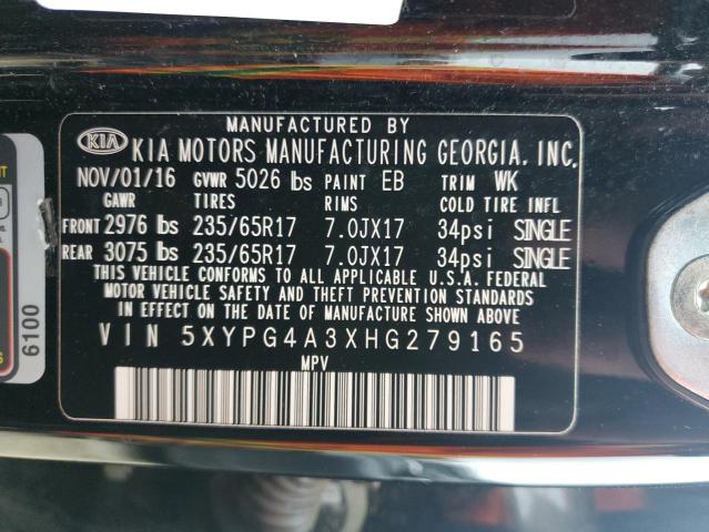 Photo 12 VIN: 5XYPG4A3XHG279165 - KIA SORENTO 