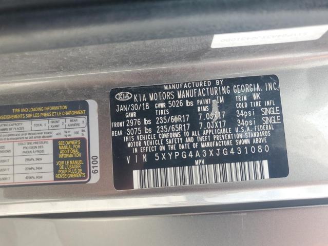 Photo 12 VIN: 5XYPG4A3XJG431080 - KIA SORENTO LX 