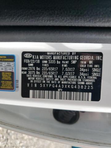 Photo 12 VIN: 5XYPG4A3XKG438225 - KIA SORENTO 