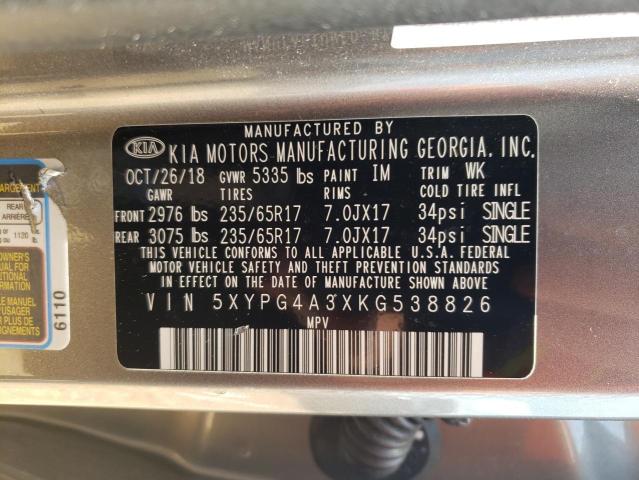 Photo 12 VIN: 5XYPG4A3XKG538826 - KIA SORENTO L 