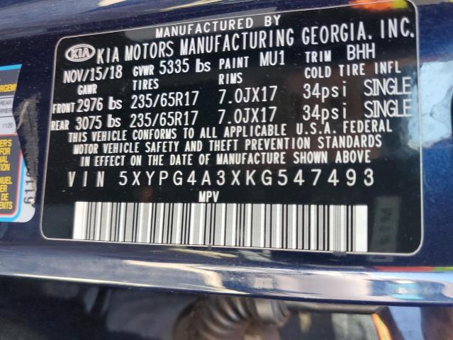 Photo 9 VIN: 5XYPG4A3XKG547493 - KIA SORENTO L 