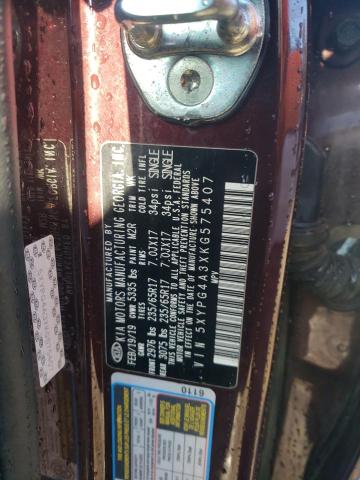 Photo 12 VIN: 5XYPG4A3XKG575407 - KIA SORENTO L 