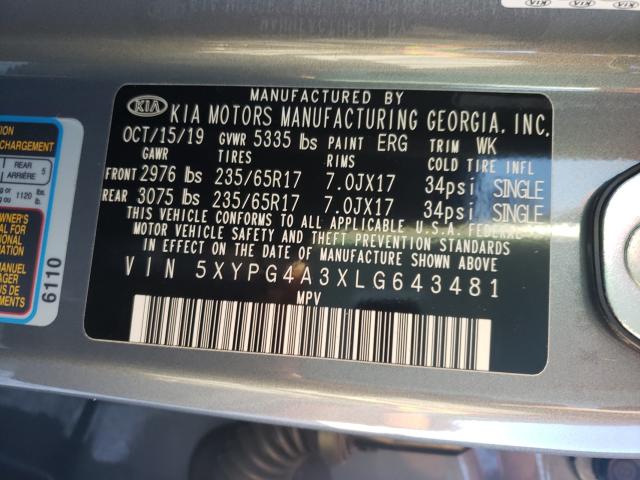 Photo 9 VIN: 5XYPG4A3XLG643481 - KIA SORENTO L 