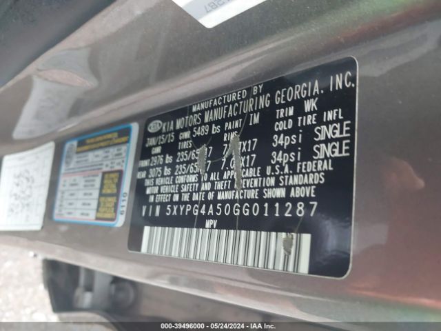 Photo 8 VIN: 5XYPG4A50GG011287 - KIA SORENTO 