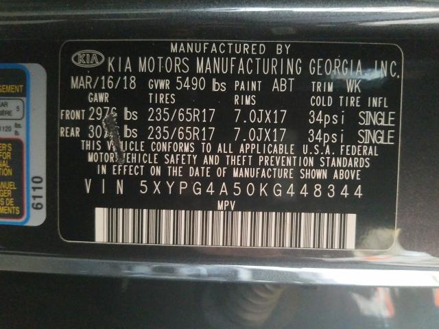 Photo 9 VIN: 5XYPG4A50KG448344 - KIA SORENTO LX 